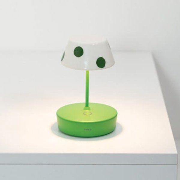 【zafferano】イタリア・セラミックカバー LED充電式テーブルライトスワップ ミニ用 グリーン (Φ85x40mm)