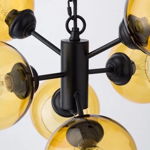 【HERMOSA】ペンダントライト「MOON6」6灯・ブラック×アンバー（W480×H1200mm）