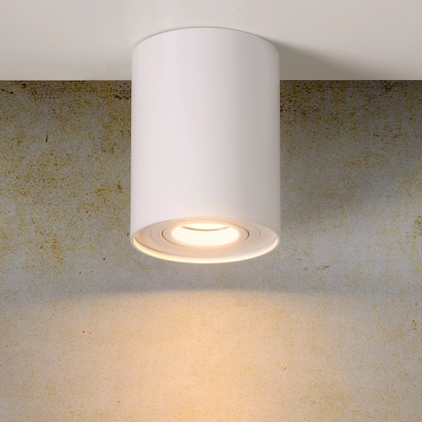 【LUCIDE】ベルギー デザイン照明 シーリングライト「TUBE」White 1灯（φ96×H125mm）
