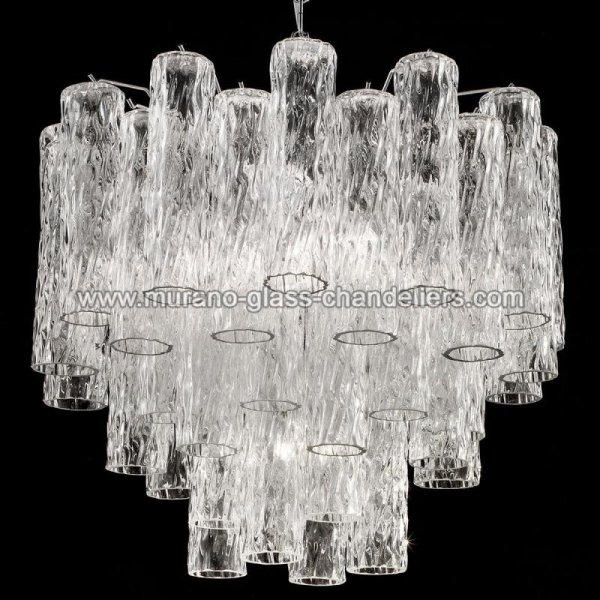 【MURANO GLASS CHANDELIERS】イタリア・ヴェネチアンガラスシャンデリア7灯「TRONCHI」（W600×H550mm）