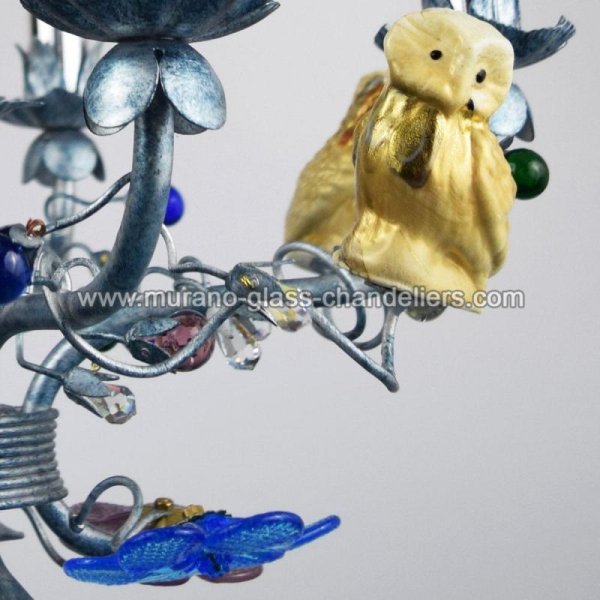 【MURANO GLASS CHANDELIERS】イタリア・ヴェネチアンガラスシャンデリア5灯「CIVETTA」（W450×H450mm）
