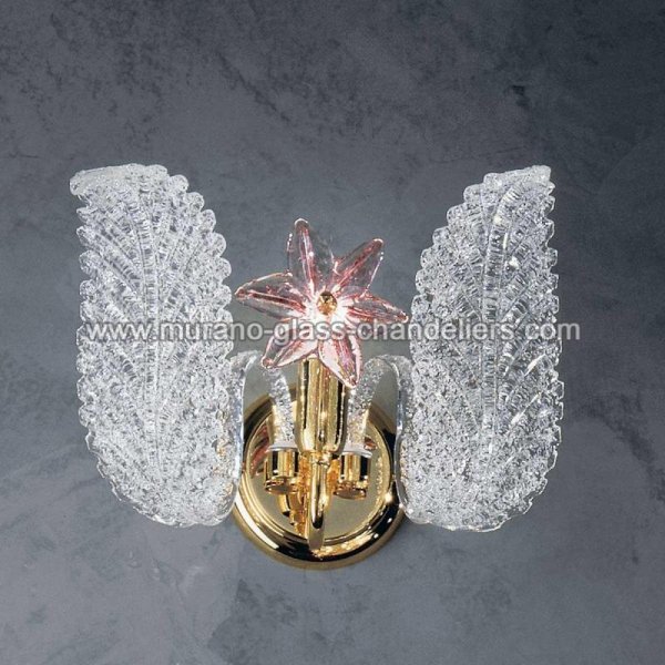 【MURANO GLASS CHANDELIERS】イタリア・ヴェネチアンガラスウォールライト1灯「FIORDALISO」（W300×D230×H200mm）