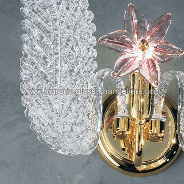 【MURANO GLASS CHANDELIERS】イタリア・ヴェネチアンガラスウォールライト1灯「FIORDALISO」（W300×D230×H200mm）