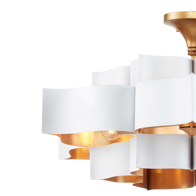 【CURREY】アメリカ・シャンデリア 6灯「Grand Lotus」L ホワイト×ゴールド(D762×H406mm)