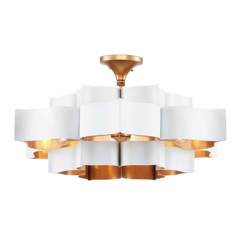 【CURREY】アメリカ・シャンデリア 6灯「Grand Lotus」L ホワイト×ゴールド(D762×H406mm)