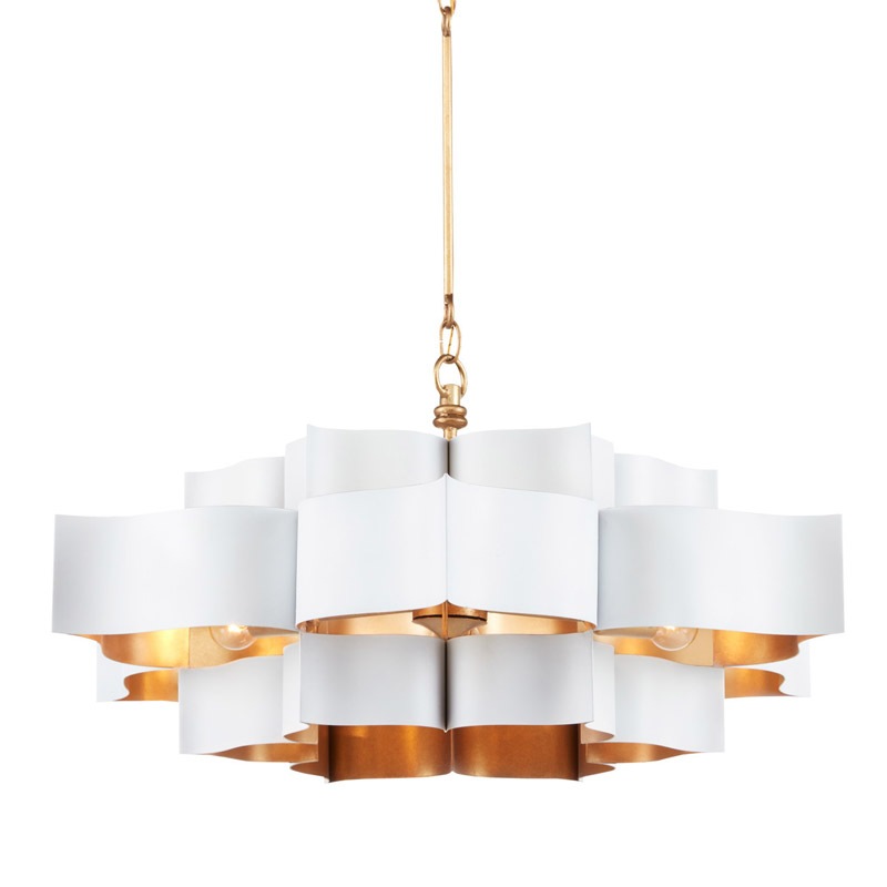 【CURREY】アメリカ・シャンデリア 6灯「Grand Lotus」L ホワイト×ゴールド(D762×H406mm)