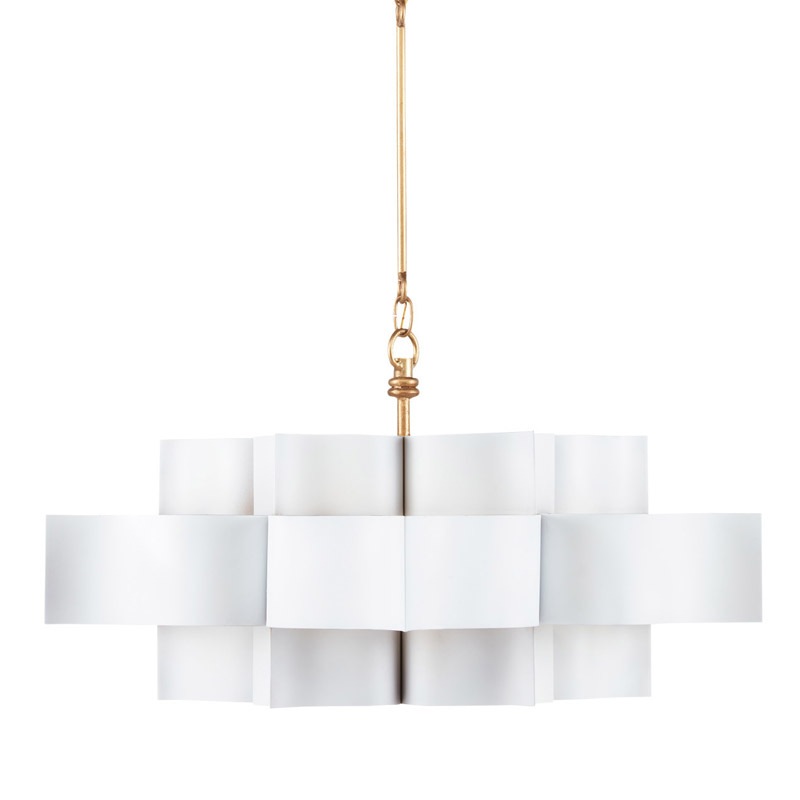 【CURREY】アメリカ・シャンデリア 6灯「Grand Lotus」L ホワイト×ゴールド(D762×H406mm)