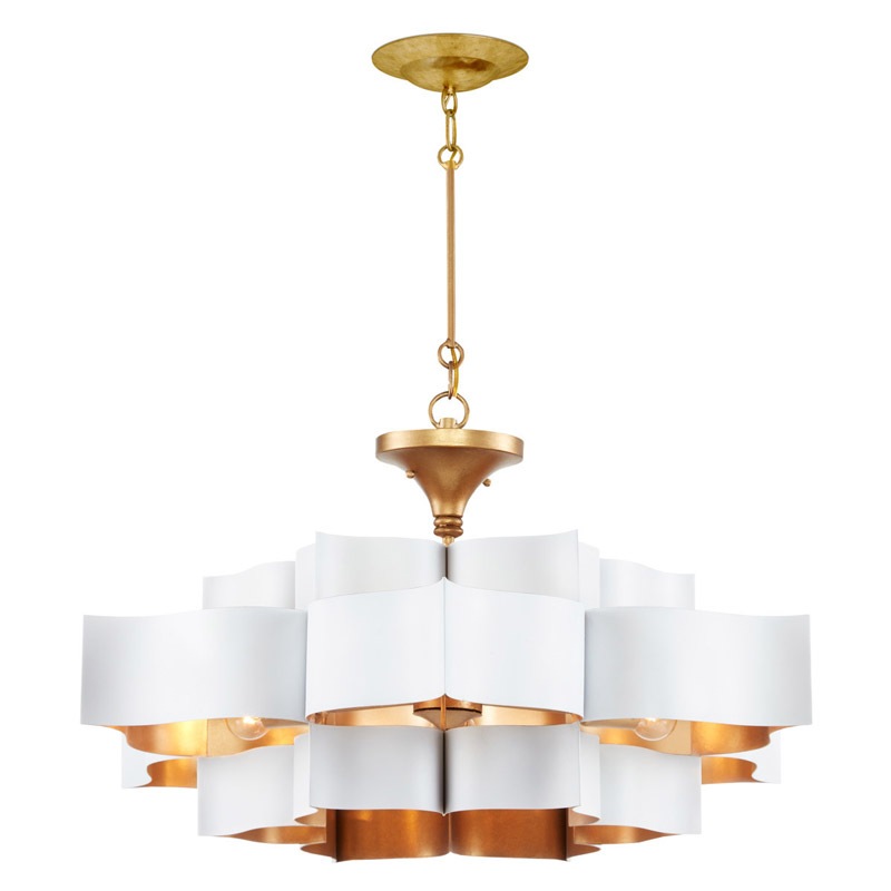 【CURREY】アメリカ・シャンデリア 6灯「Grand Lotus」L ホワイト×ゴールド(D762×H406mm)