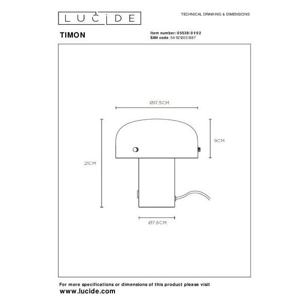 【LUCIDE】ベルギー デザイン照明 テーブルライト「TIMON」Gold 1灯（φ175×H210mm）