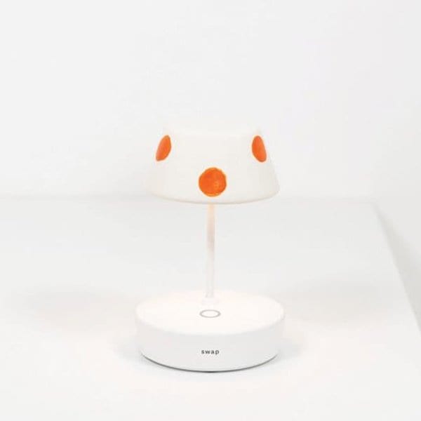 【zafferano】イタリア・セラミックカバー LED充電式テーブルライトスワップ ミニ用 マットオレンジ （Φ85x40mm）