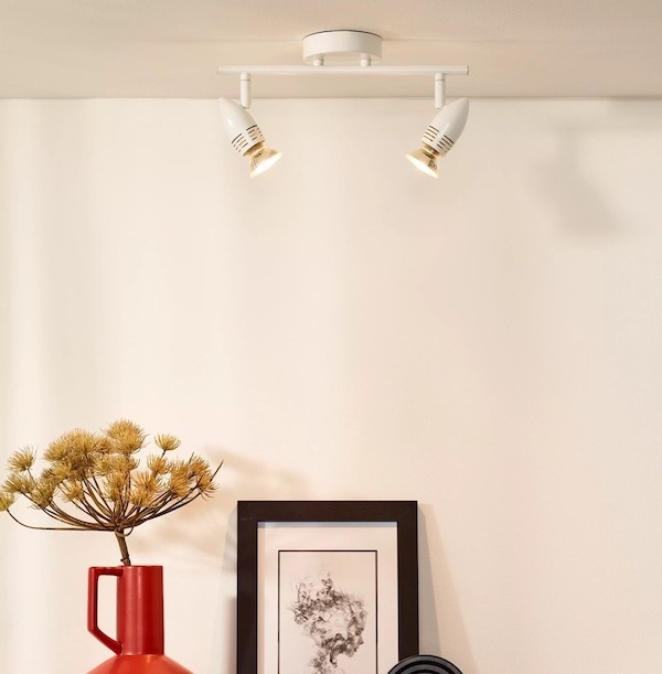 【LUCIDE】ベルギー デザイン照明 シーリングライト「CARO-LED」White 2灯（W320×D90×H130mm）