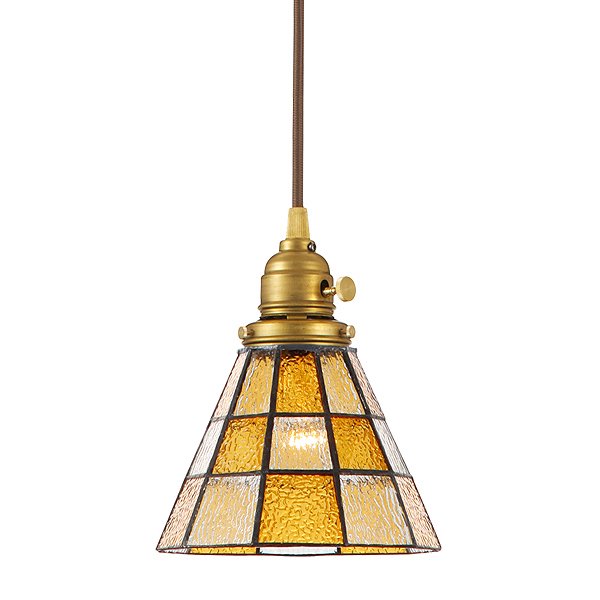 ステンドグラスペンダント チェッカー「Stained glass-pendant Checker」1灯（W168×H202mm）【業販対象外】