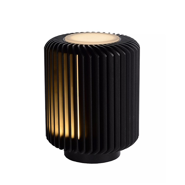 【LUCIDE】ベルギー デザイン照明 テーブルライト「TURBIN」Black(φ106×H137mm)