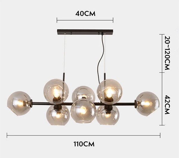 ガラスシェードシーリングペンダントライト・8灯（W1100×H420mm） | EL