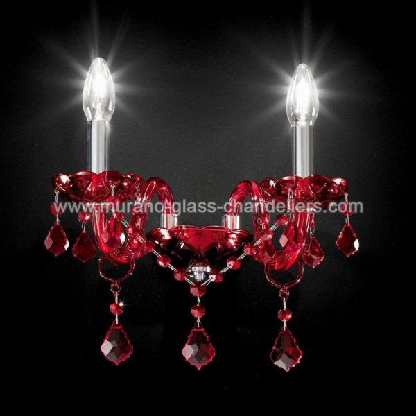 【MURANO GLASS CHANDELIERS】イタリア・ヴェネチアンガラスウォールライト2灯「BRINDISI」（W310×D260×H340mm）
