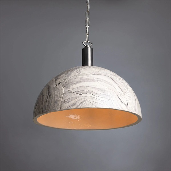 【Mullan】アイルランド「Kauri」マーブルセラミックドームペンダントライト1灯・Marbled(W370mm)