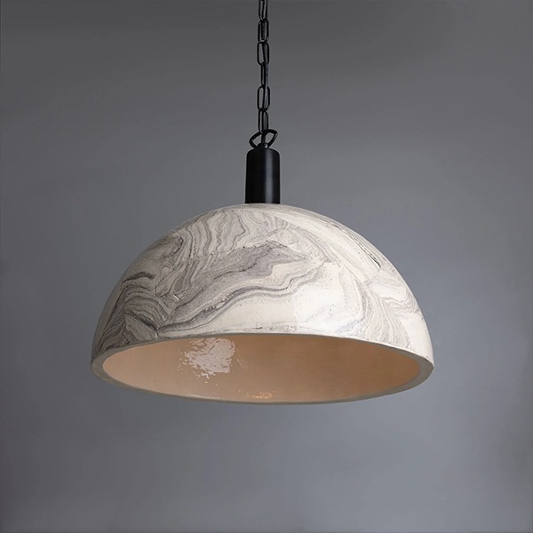 【Mullan】アイルランド「Kauri」マーブルセラミックドームペンダントライト1灯・Marbled(W370mm)