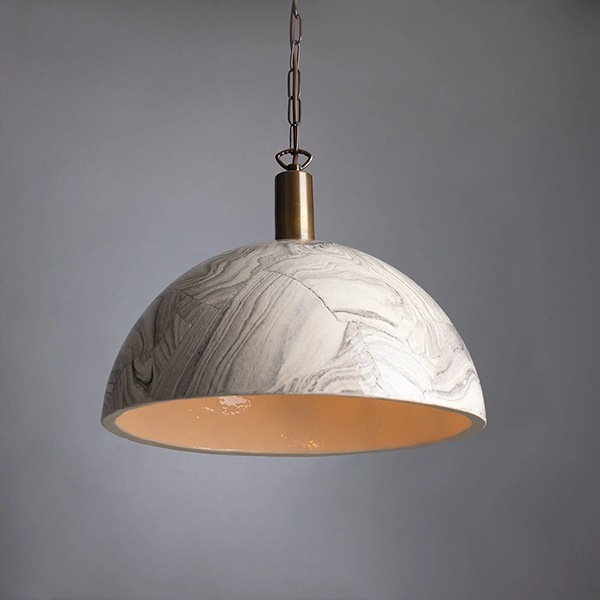 【Mullan】アイルランド「Kauri」マーブルセラミックドームペンダントライト1灯・Marbled(W370mm)