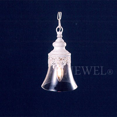 【入荷未定】アンティーク調ペンダントシャンデリア1灯・ホワイトアンティーク(φ160×H280mm)