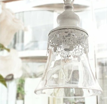 【入荷未定】アンティーク調ペンダントシャンデリア1灯・ホワイトアンティーク(φ160×H280mm)