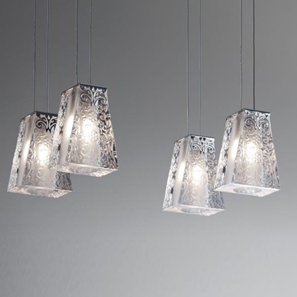 【Fabbian】イタリア デザイン照明 ペンダントライト「VICKY」クリア 2灯 （W100×D355×H130mm）