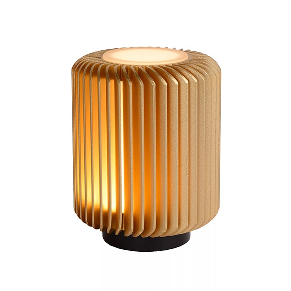 【LUCIDE】ベルギー デザイン照明 テーブルライト「TURBIN」Gold（φ106×H137mm）