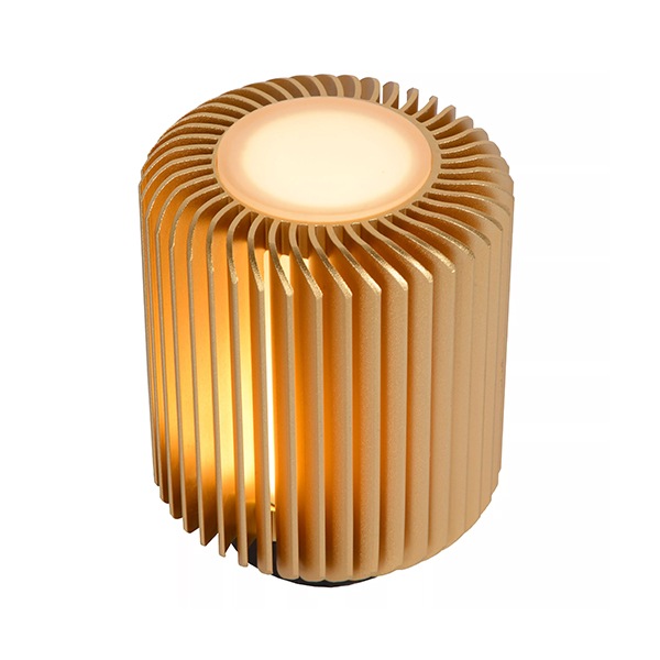 【LUCIDE】ベルギー デザイン照明 テーブルライト「TURBIN」Gold（φ106×H137mm）