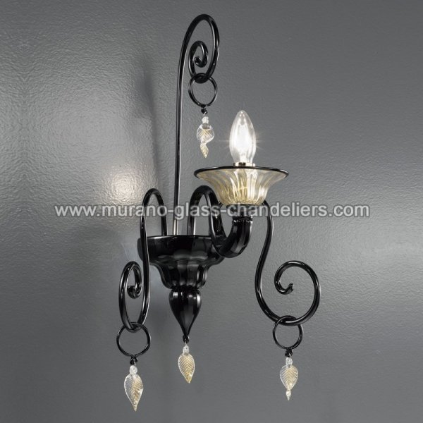 【MURANO GLASS CHANDELIERS】イタリア・ヴェネチアンガラスウォールライト1灯「TARIC」（W350×D270×H500mm）