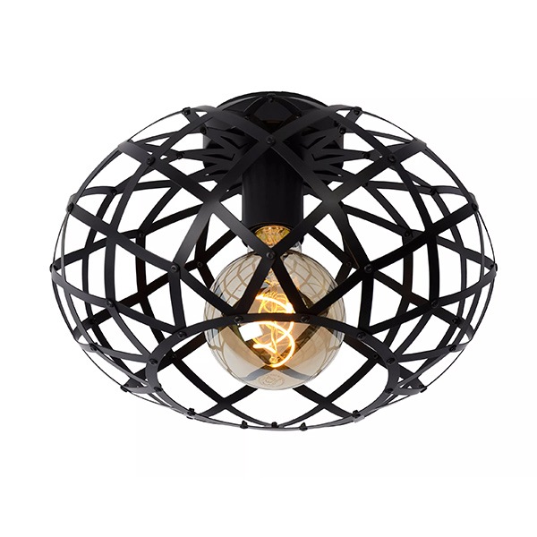 【LUCIDE】ベルギー　デザイン照明　シーリングライト「WOLFRAM」Black（φ300×H200mm）