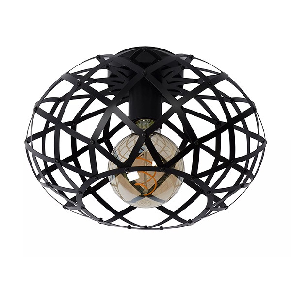 【LUCIDE】ベルギー　デザイン照明　シーリングライト「WOLFRAM」Black（φ300×H200mm）