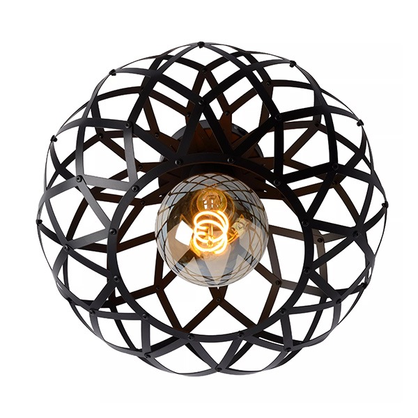 【LUCIDE】ベルギー　デザイン照明　シーリングライト「WOLFRAM」Black（φ300×H200mm）