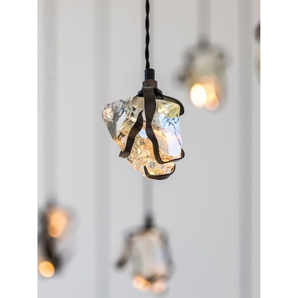 【MARETTI】オランダ・LEDペンダントライト「GLASS JEWEL」3灯 BRONZE(W350×H1700mm)