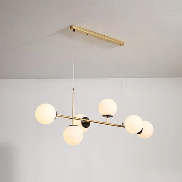 デザイン照明 ガラスボールシェードペンダントランプ 6灯 ゴールド