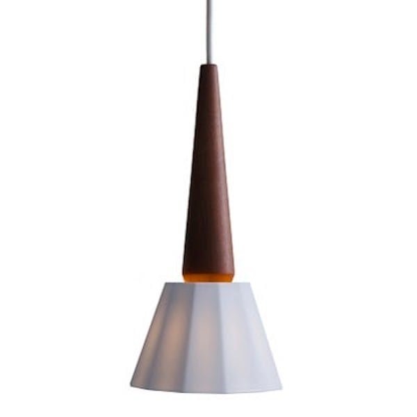 【MOARE】日本製・飛騨木のサステナブルな木製照明 「ティーポペンダント（ウォルナット／白磁）」ペンダントライト 1灯(Φ162×H313mm)