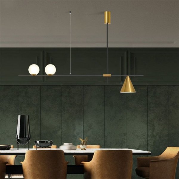 【法人様・店舗様限定】デザイン照明ガラスシェードシャンデリア ゴールド／ブラック 2灯（Φ1230×700mm） 