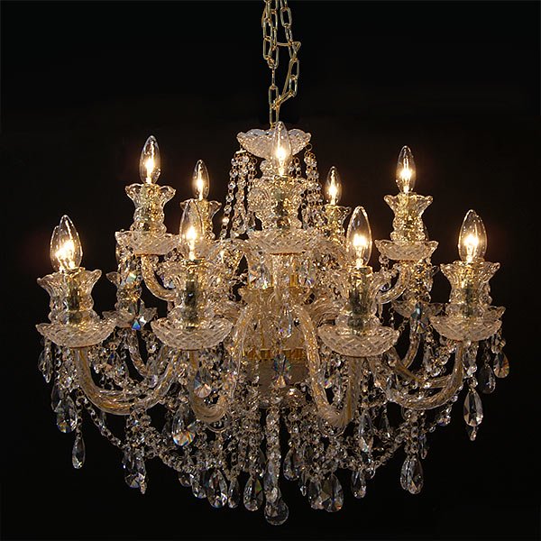 【在庫有！】【LA LUCE】クリスタルシャンデリア 2種類 15灯 クロームorゴールド(W770×H600mm)