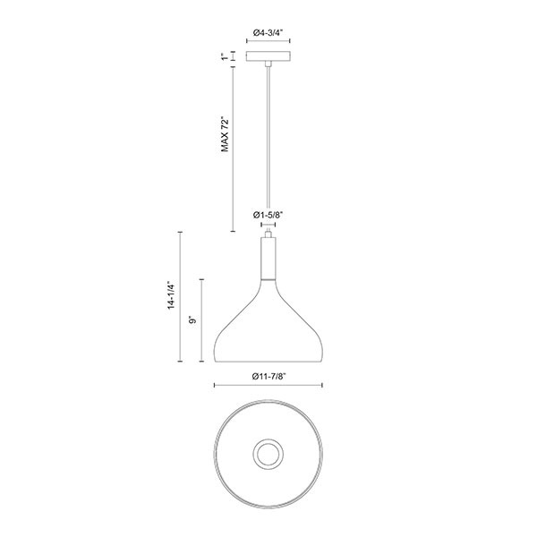 【Alora】アメリカ デザイン照明 ペンダントライト 「Belleview」1灯 ゴールド(Φ300×H360mm)