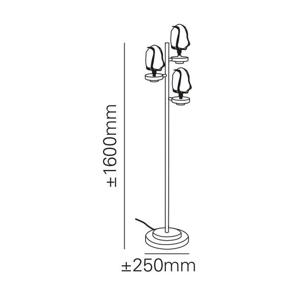 【MARETTI】オランダ・フロアランプ「GLASS JEWEL」3灯  BRONZE（φ250×H1600mm）