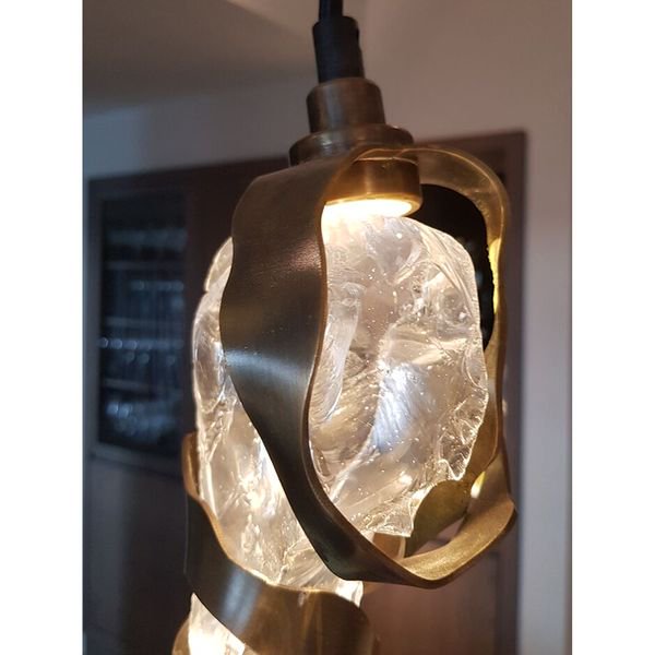 【MARETTI】オランダ・シーリングペンダントライト「GLASS JEWEL」9灯  BRONZE（φ600×H1700mm）