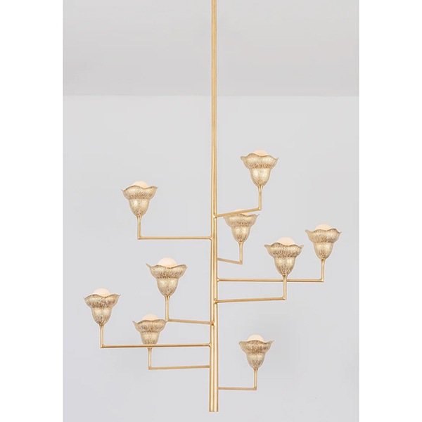 【HUDSON VALLEY】アメリカ・デザイン照明 シャンデリア「Alora」9灯 ゴールド（W1118×H1137mm）