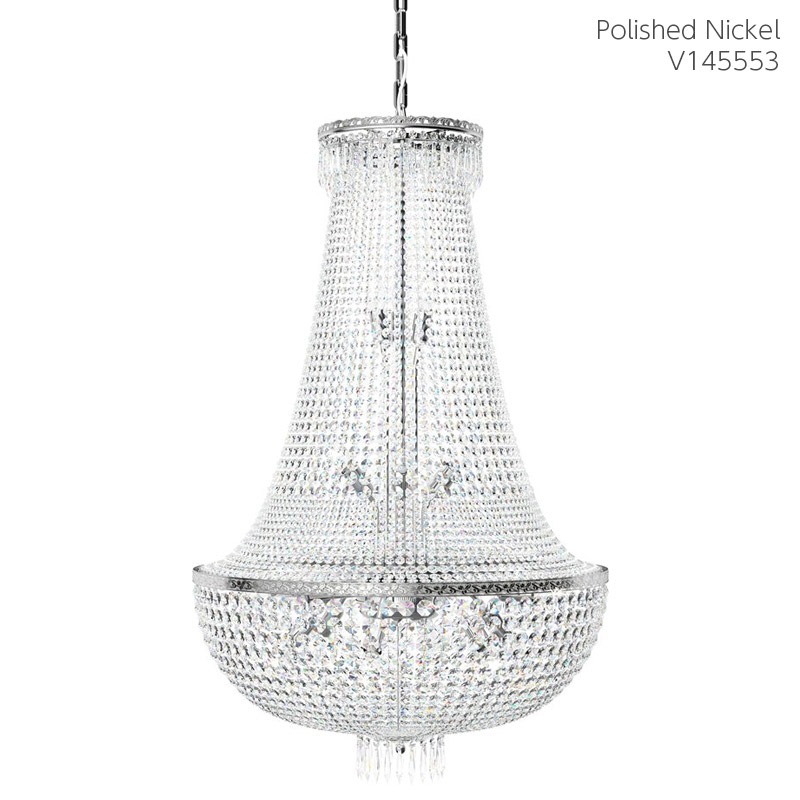 【Preciosa】「George M」エンパイアスタイル クリスタルシャンデリア 21灯 クローム（W750×H1190mm）