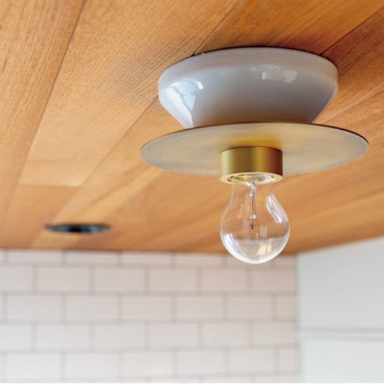 【HERMOSA】ピッコラ シーリングランプ スチールシェード ゴールド（W180×H80mm）