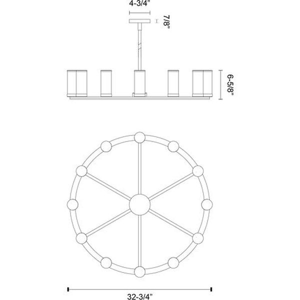 【Alora】アメリカ  デザイン照明 「Revolve」 12灯 ブロンズ（W832×H169mm）