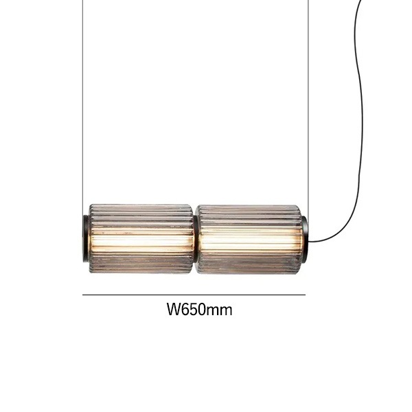 デザイン照明 LEDガラスペンダントライト Smoke Gray 横向き（W320