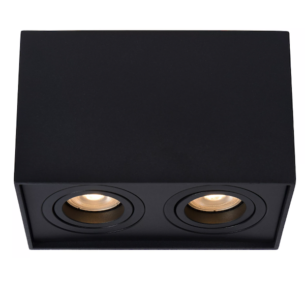 【LUCIDE】ベルギー デザイン照明 シーリングライト「TUBE」Black 2灯（W185×D96×H125mm）