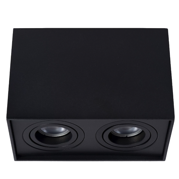 【LUCIDE】ベルギー デザイン照明 シーリングライト「TUBE」Black 2灯（W185×D96×H125mm）