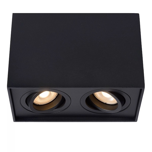 【LUCIDE】ベルギー デザイン照明 シーリングライト「TUBE」Black 2灯（W185×D96×H125mm）