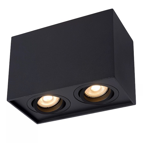 【LUCIDE】ベルギー デザイン照明 シーリングライト「TUBE」Black 2灯（W185×D96×H125mm）