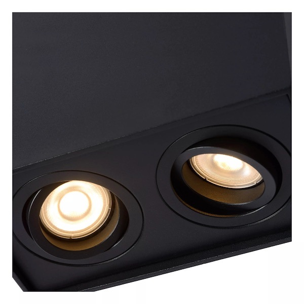 【LUCIDE】ベルギー デザイン照明 シーリングライト「TUBE」Black 2灯（W185×D96×H125mm）