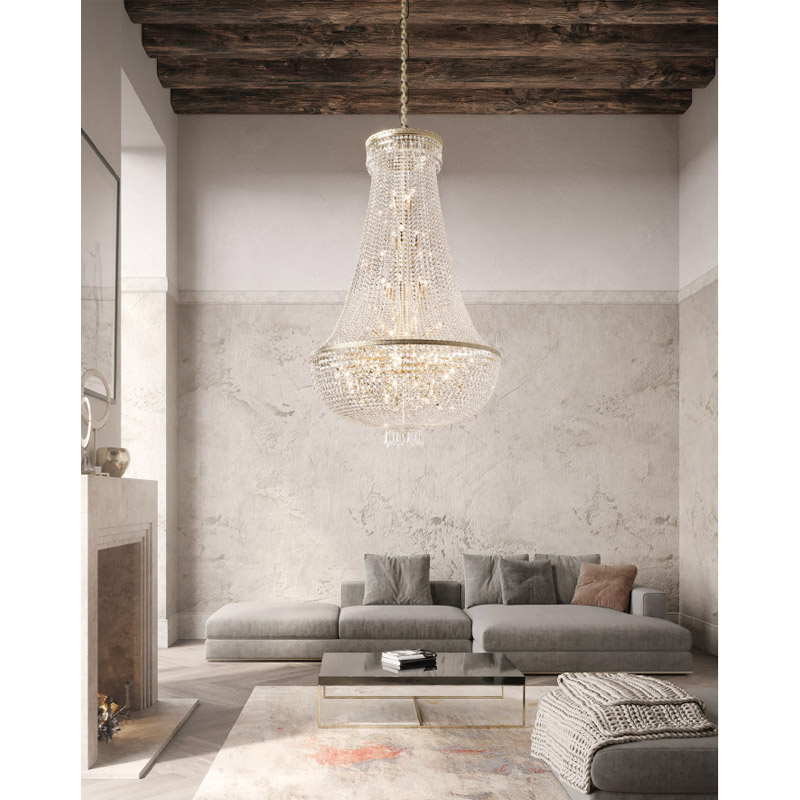 【Preciosa】「George M」エンパイアスタイル クリスタルシャンデリア 21灯 ゴールド(W750×H1190mm)